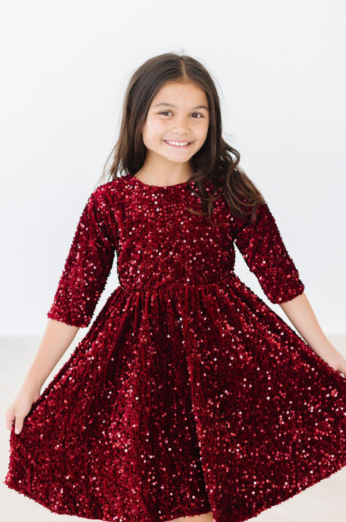 cranberry-velvet-sequin-dress Mila & Rose - Sophia's StyleSequin Dress-1